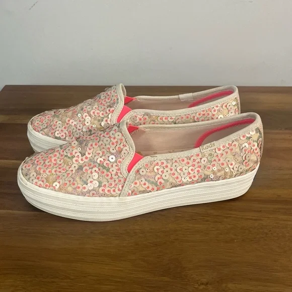 Ked's Oh Joy! Triple Decker Pink Sequin Sneaker size 7 platform - Picture 5 of 10
